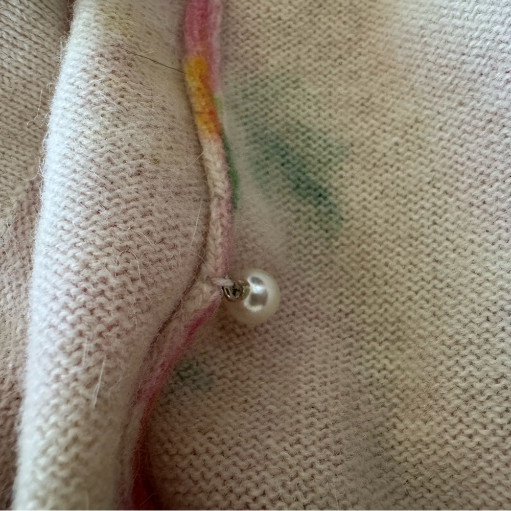 Frances Valentine Rare Color Floral Pearl Button Darling Cardigan Sweater Sz M - Picture 8 of 9
